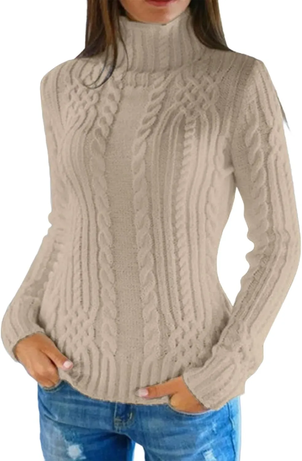 Christmas Mom Gift Clothing Women's Oversized Sweater Turtleneck Warm Pullover