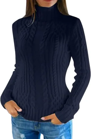 Christmas Mom Gift Clothing Women's Oversized Sweater Turtleneck Warm Pullover