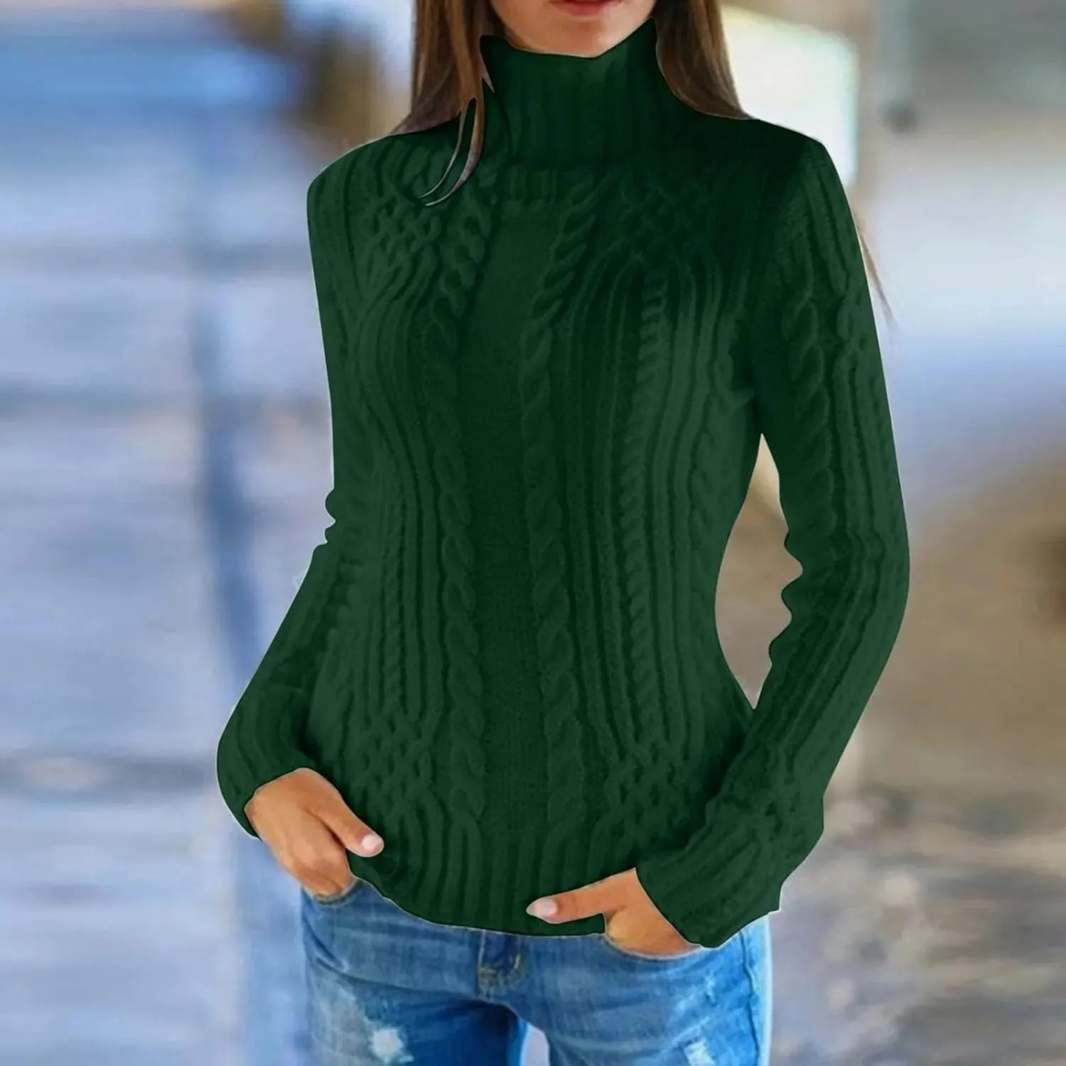 Christmas Mom Gift Clothing Women's Oversized Sweater Turtleneck Warm Pullover