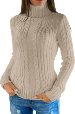 Christmas Mom Gift Clothing Women's Oversized Sweater Turtleneck Warm Pullover