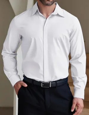 COOFANDY Men's Formal Dress Shirt Hidden Button Front Wrinkle Free Shirt Regular Fit Stretch Business Casual Shirts