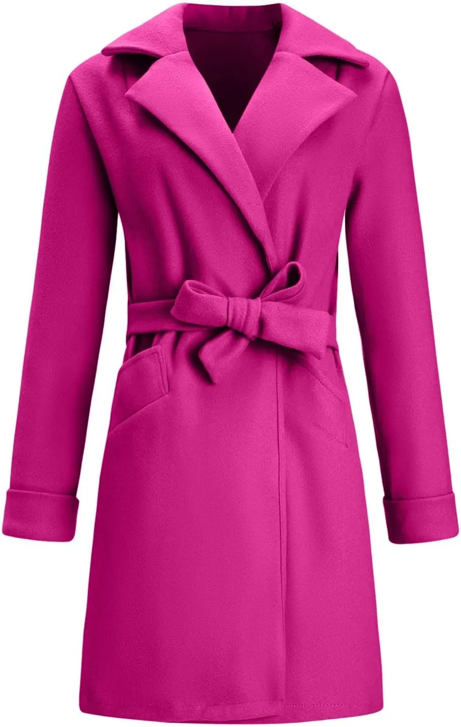 cooki Winter Coats for Women 2023 Wool Blend Coat Open Front Long Pea Trench Coat Casual Solid Long Sleeve Lapel Outerwear