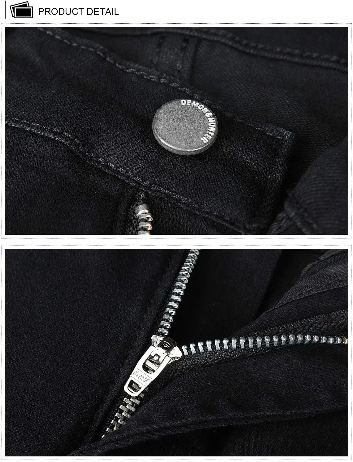 Demon&Hunter 617 Series Women Jeans High Waisted Slim Ladies Black Pant Plus