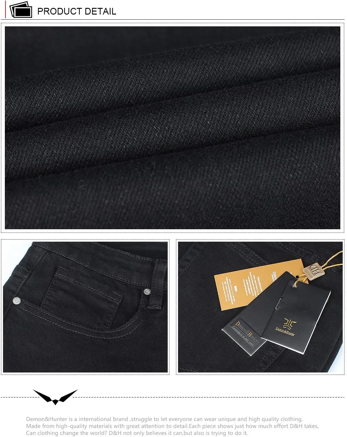 Demon&Hunter 617 Series Women Jeans High Waisted Slim Ladies Black Pant Plus