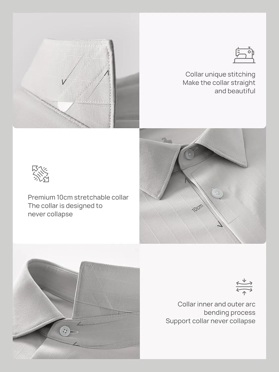 Dress Shirts for Men, 6-Way Stretch Wrinkle Free Non Iron Premium Striped Slim Fit Long Sleeve Button Down Shirt