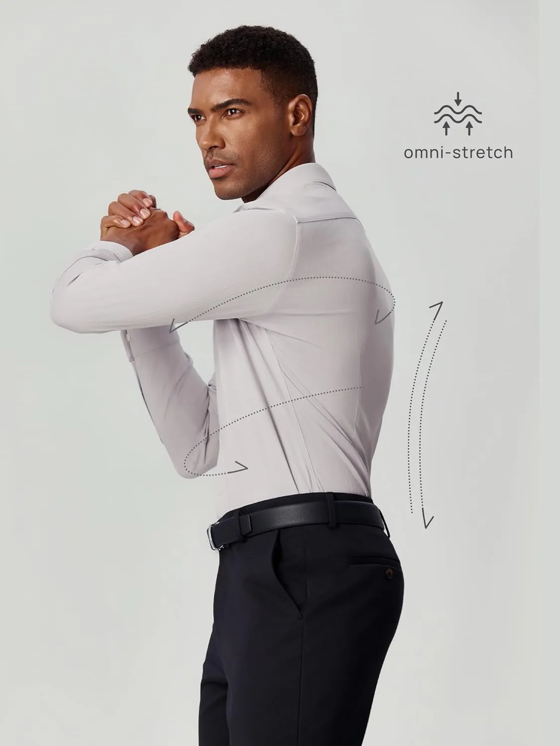 Dress Shirts for Men, 6-Way Stretch Wrinkle Free Non Iron Premium Striped Slim Fit Long Sleeve Button Down Shirt