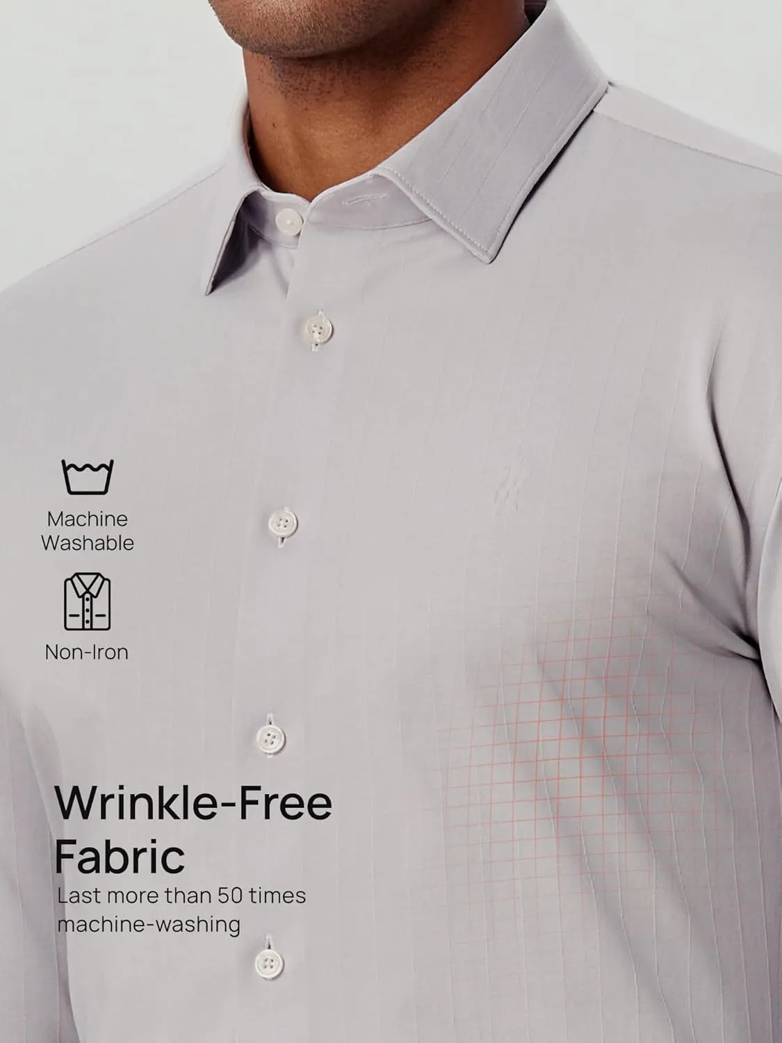 Dress Shirts for Men, 6-Way Stretch Wrinkle Free Non Iron Premium Striped Slim Fit Long Sleeve Button Down Shirt