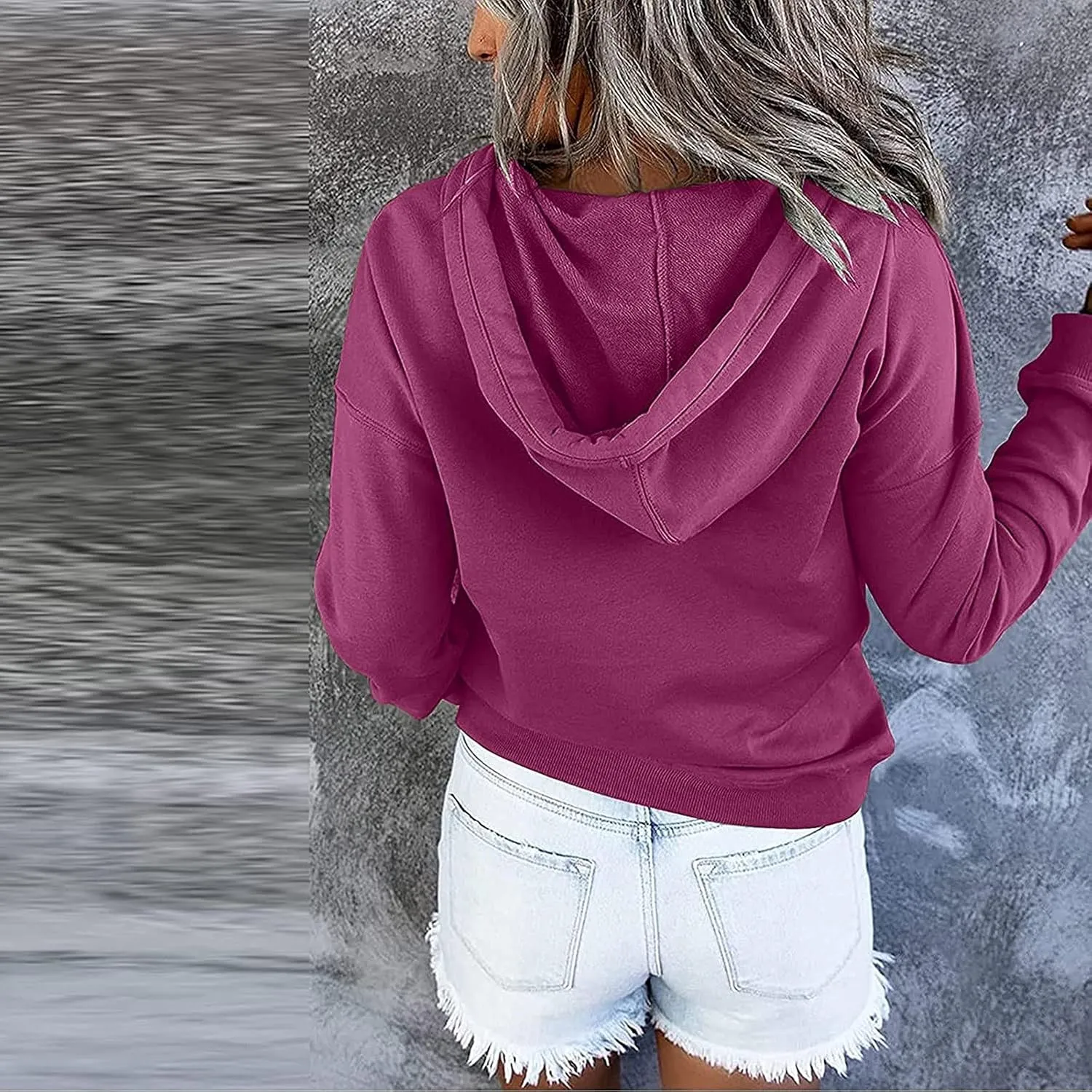 Dressy Casual Hoodies For Women Long Sleeve Pullover Tops Drawstring Hooded Sweatshirts Fall Fashion Outfits 2024