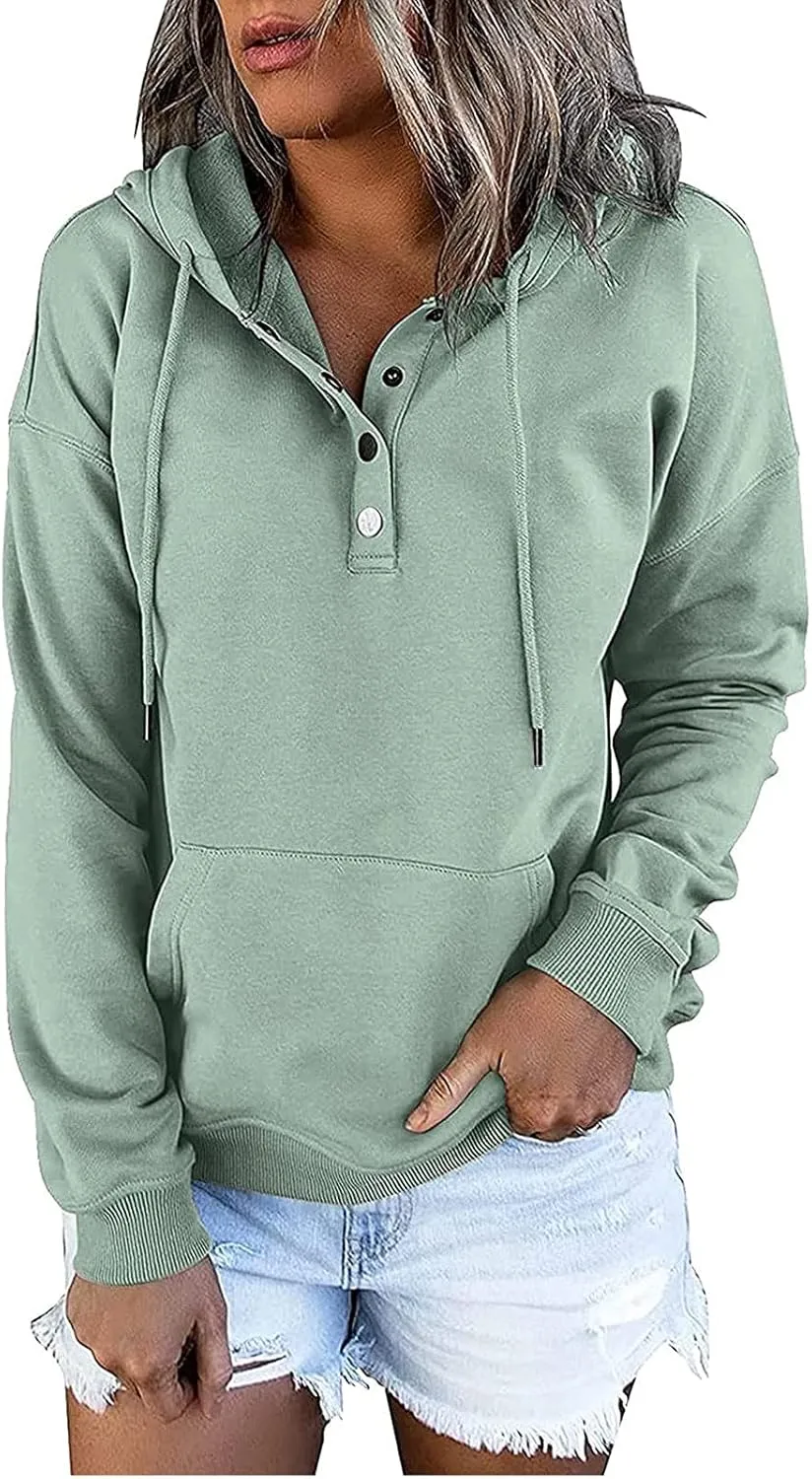 Dressy Casual Hoodies For Women Long Sleeve Pullover Tops Drawstring Hooded Sweatshirts Fall Fashion Outfits 2024