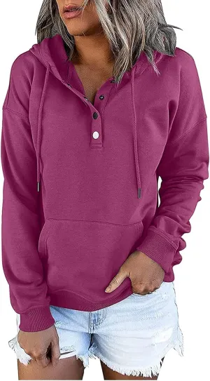Dressy Casual Hoodies For Women Long Sleeve Pullover Tops Drawstring Hooded Sweatshirts Fall Fashion Outfits 2024