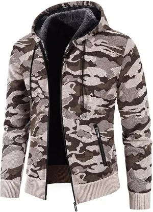 Dudubaby Soft Hooded Sweatshirt Casual Hoodies Men'S Fashion Long Sleeve Warm Camouflage Printed Hooded Jacket Top