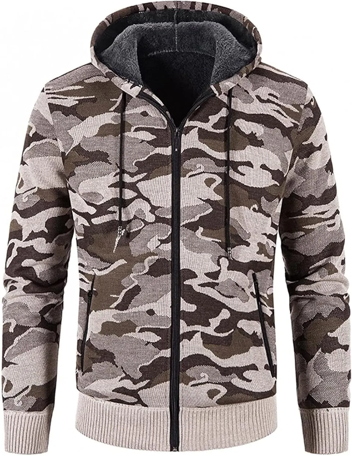 Dudubaby Soft Hooded Sweatshirt Casual Hoodies Men'S Fashion Long Sleeve Warm Camouflage Printed Hooded Jacket Top