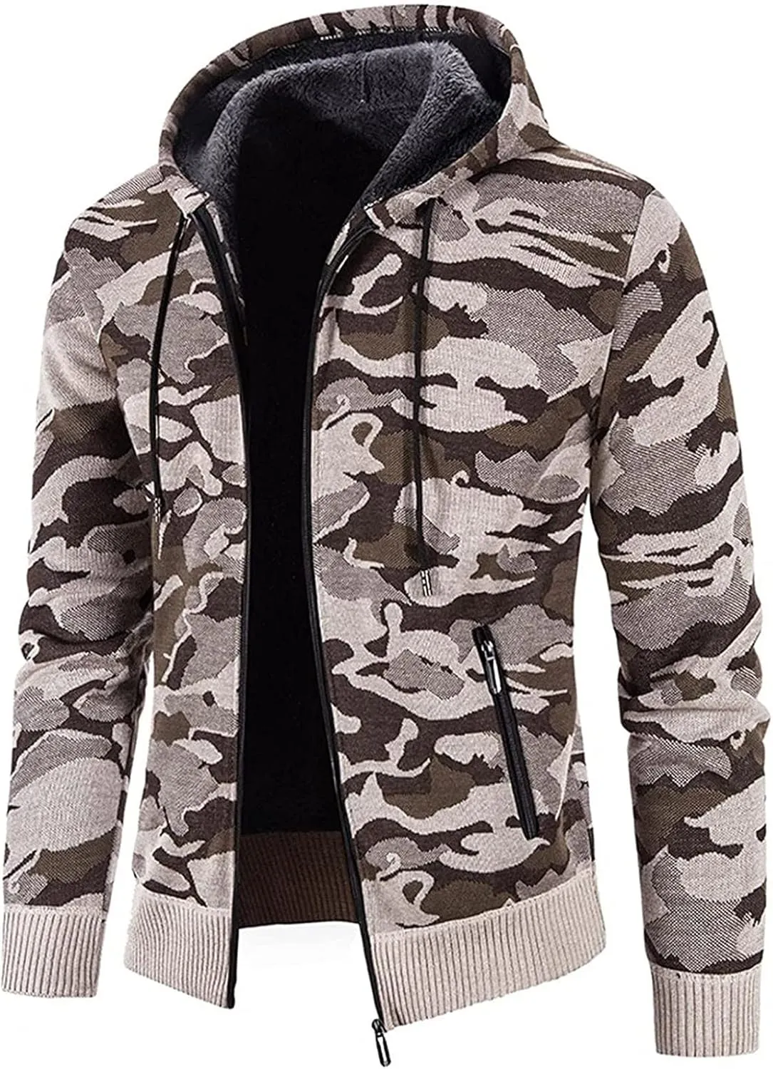 Dudubaby Soft Hooded Sweatshirt Casual Hoodies Men'S Fashion Long Sleeve Warm Camouflage Printed Hooded Jacket Top
