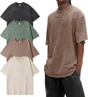 Eisctnd Men Oversized T Shirts Vintage Tee Loose Fit Short Unisex Tops Solid Basic T Shirts
