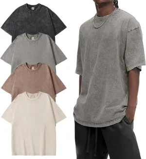 Eisctnd Men Oversized T Shirts Vintage Tee Loose Fit Short Unisex Tops Solid Basic T Shirts