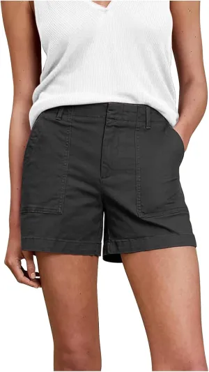 eoeioa Womens Stretch Twill Shorts Regular Fit Hiking Short Pants Summer Solid Casual Athletic Chino Bermuda Shorts w/Pockets