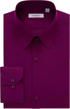 FAHIZO Men's Dress Shirt Regular Fit Soild Business Formal Long Sleeve Button Up Stretch Shirts