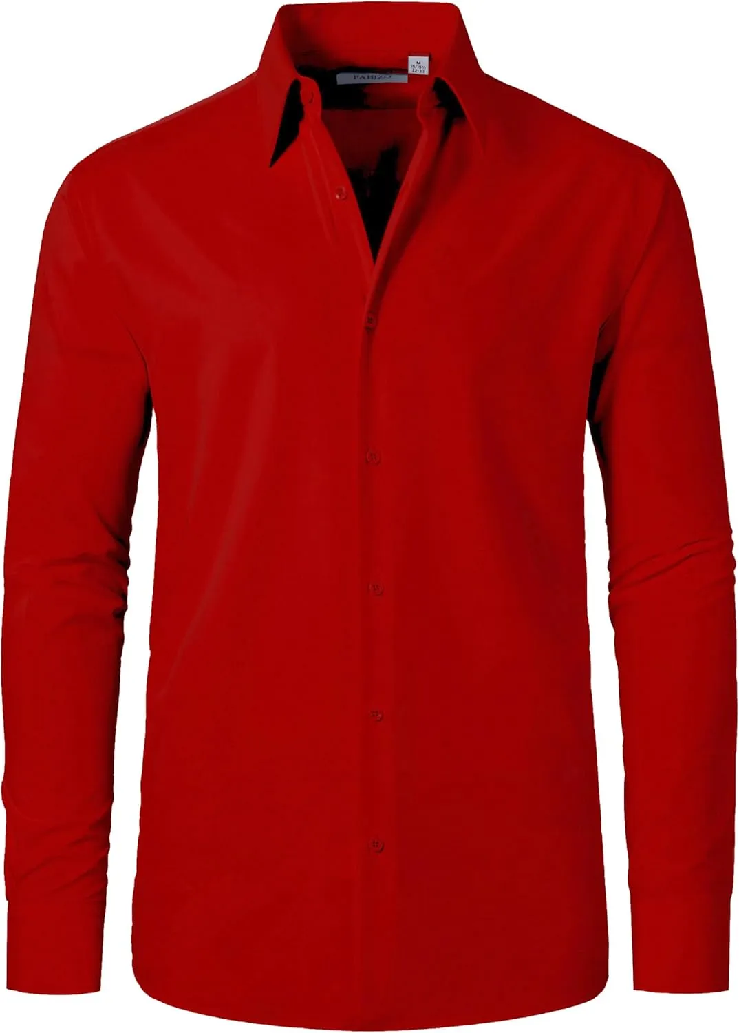 FAHIZO Men's Dress Shirt Regular Fit Soild Business Formal Long Sleeve Button Up Stretch Shirts