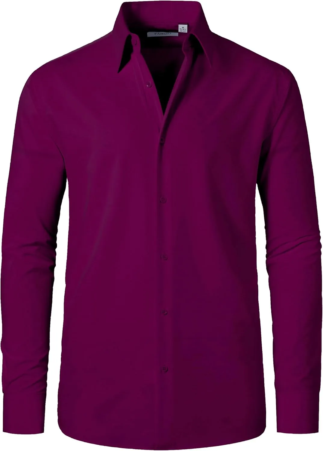 FAHIZO Men's Dress Shirt Regular Fit Soild Business Formal Long Sleeve Button Up Stretch Shirts