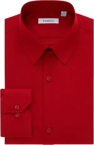 FAHIZO Men's Dress Shirt Regular Fit Soild Business Formal Long Sleeve Button Up Stretch Shirts