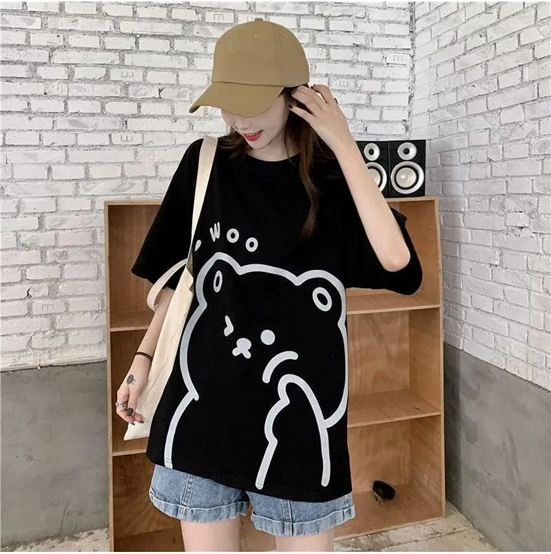 Fairycore Graphic Tees for Teens Women's Preppy Sweatshirts Grunge Oversized T Shirts Kawaii Baggy Tops Y2K Casual Tops