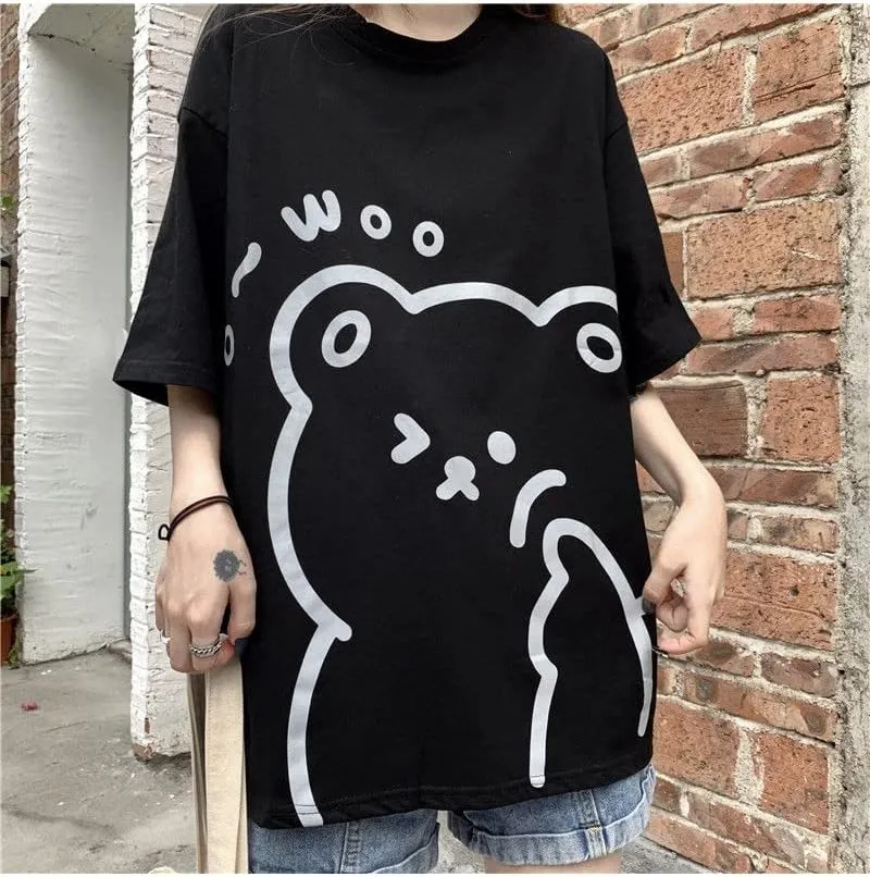 Fairycore Graphic Tees for Teens Women's Preppy Sweatshirts Grunge Oversized T Shirts Kawaii Baggy Tops Y2K Casual Tops