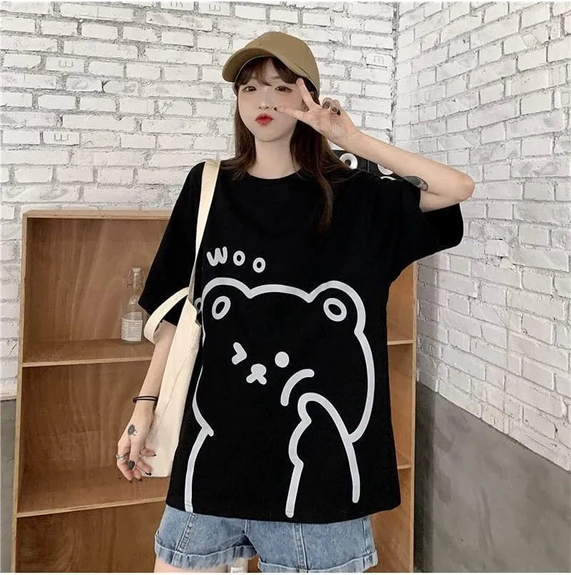 Fairycore Graphic Tees for Teens Women's Preppy Sweatshirts Grunge Oversized T Shirts Kawaii Baggy Tops Y2K Casual Tops