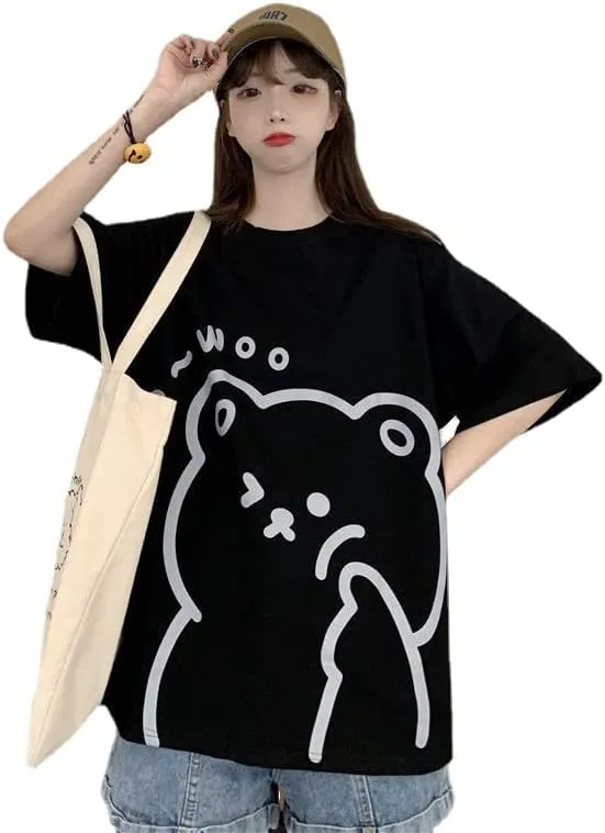 Fairycore Graphic Tees for Teens Women's Preppy Sweatshirts Grunge Oversized T Shirts Kawaii Baggy Tops Y2K Casual Tops