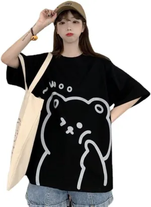 Fairycore Graphic Tees for Teens Women's Preppy Sweatshirts Grunge Oversized T Shirts Kawaii Baggy Tops Y2K Casual Tops