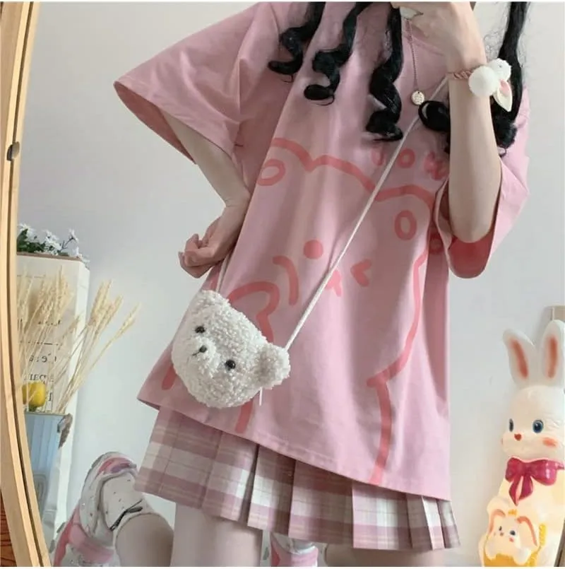 Fairycore Graphic Tees for Teens Women's Preppy Sweatshirts Grunge Oversized T Shirts Kawaii Baggy Tops Y2K Casual Tops