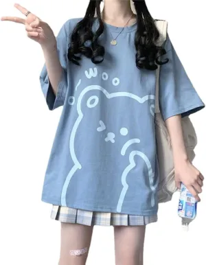 Fairycore Graphic Tees for Teens Women's Preppy Sweatshirts Grunge Oversized T Shirts Kawaii Baggy Tops Y2K Casual Tops