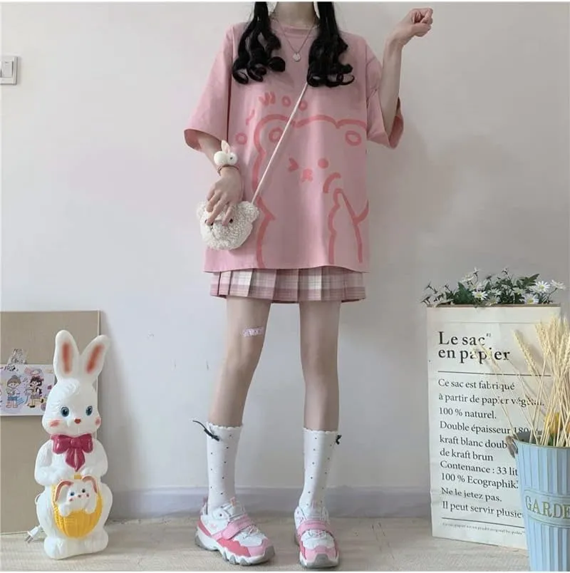Fairycore Graphic Tees for Teens Women's Preppy Sweatshirts Grunge Oversized T Shirts Kawaii Baggy Tops Y2K Casual Tops