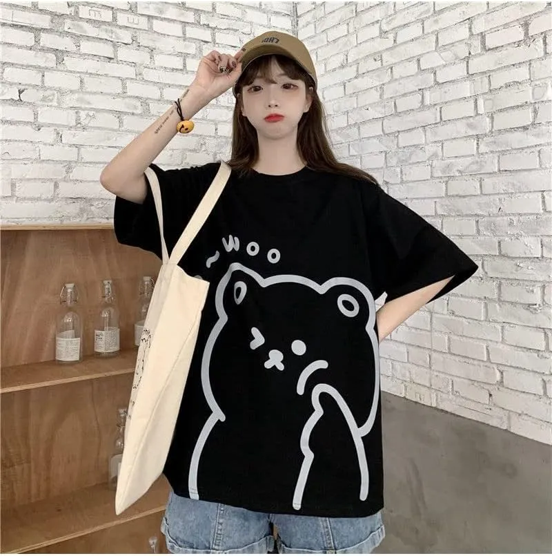 Fairycore Graphic Tees for Teens Women's Preppy Sweatshirts Grunge Oversized T Shirts Kawaii Baggy Tops Y2K Casual Tops