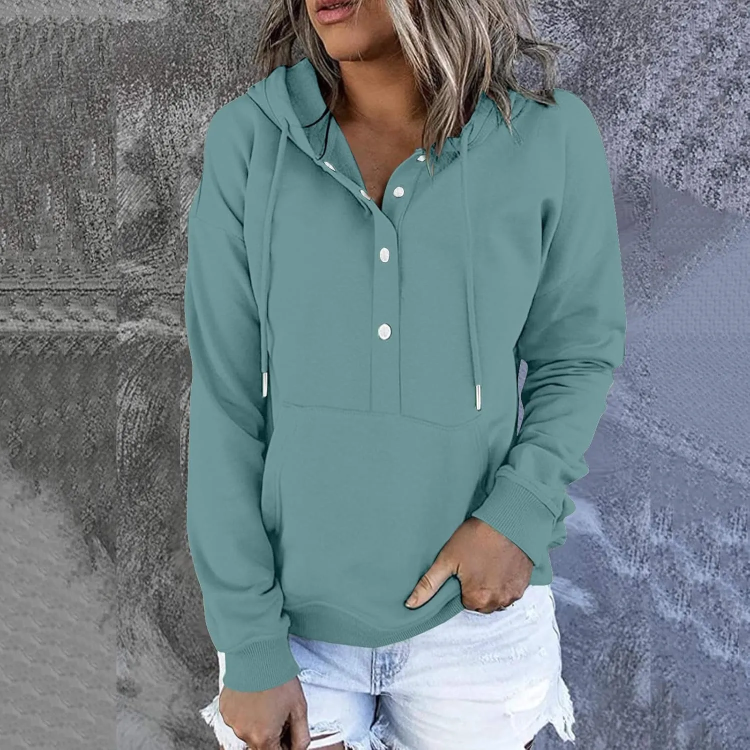 Fashion Casual Hoodies for Women Long Sleeve Pullover Tops Drawstring Hooded Sweatshirts Fall Fashion Outfits 2024