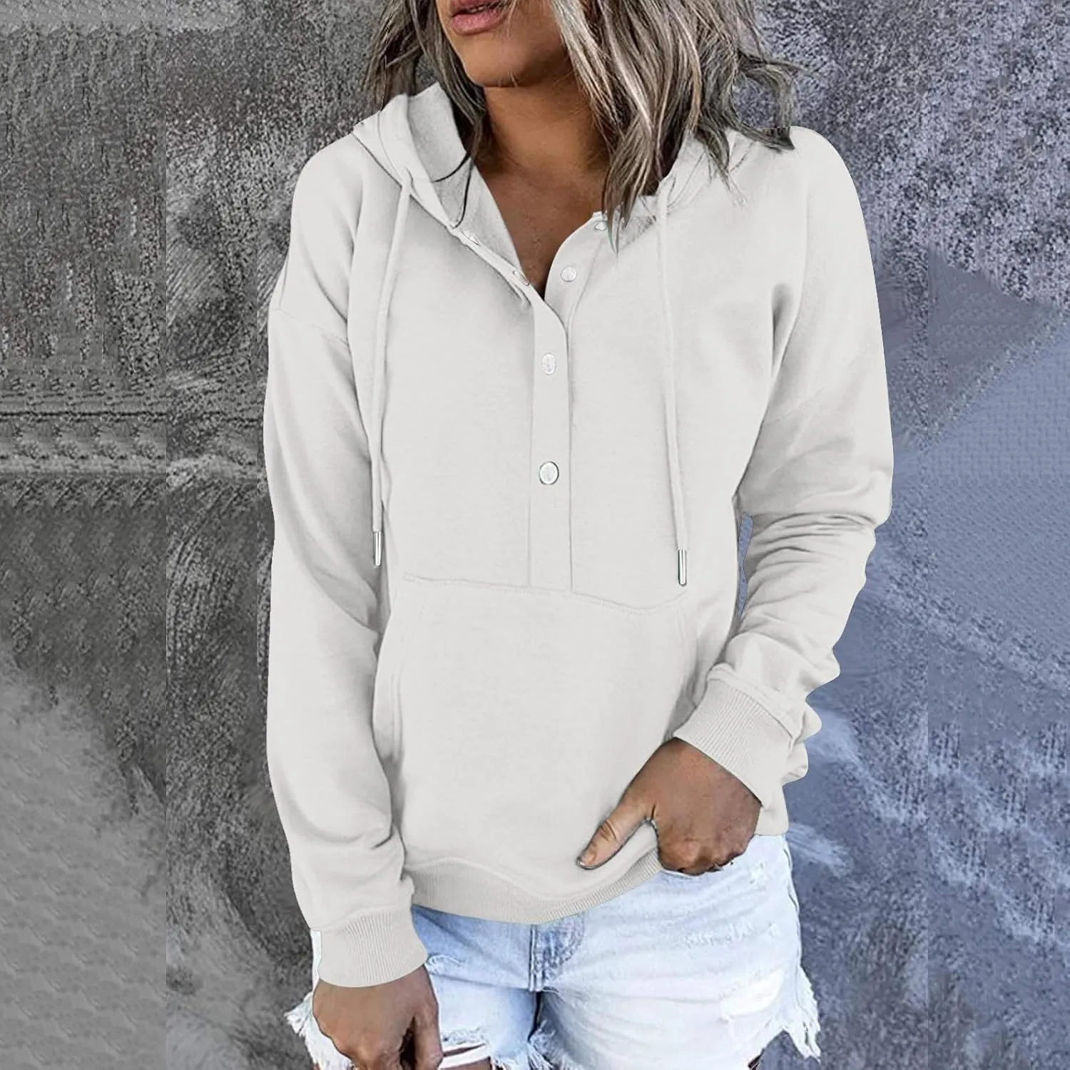Fashion Casual Hoodies for Women Long Sleeve Pullover Tops Drawstring Hooded Sweatshirts Fall Fashion Outfits 2024