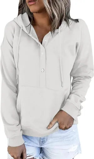 Fashion Casual Hoodies for Women Long Sleeve Pullover Tops Drawstring Hooded Sweatshirts Fall Fashion Outfits 2024