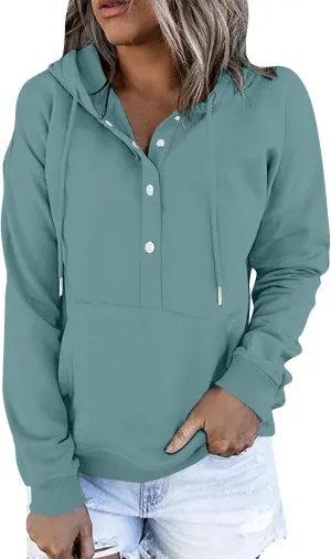 Fashion Casual Hoodies for Women Long Sleeve Pullover Tops Drawstring Hooded Sweatshirts Fall Fashion Outfits 2024