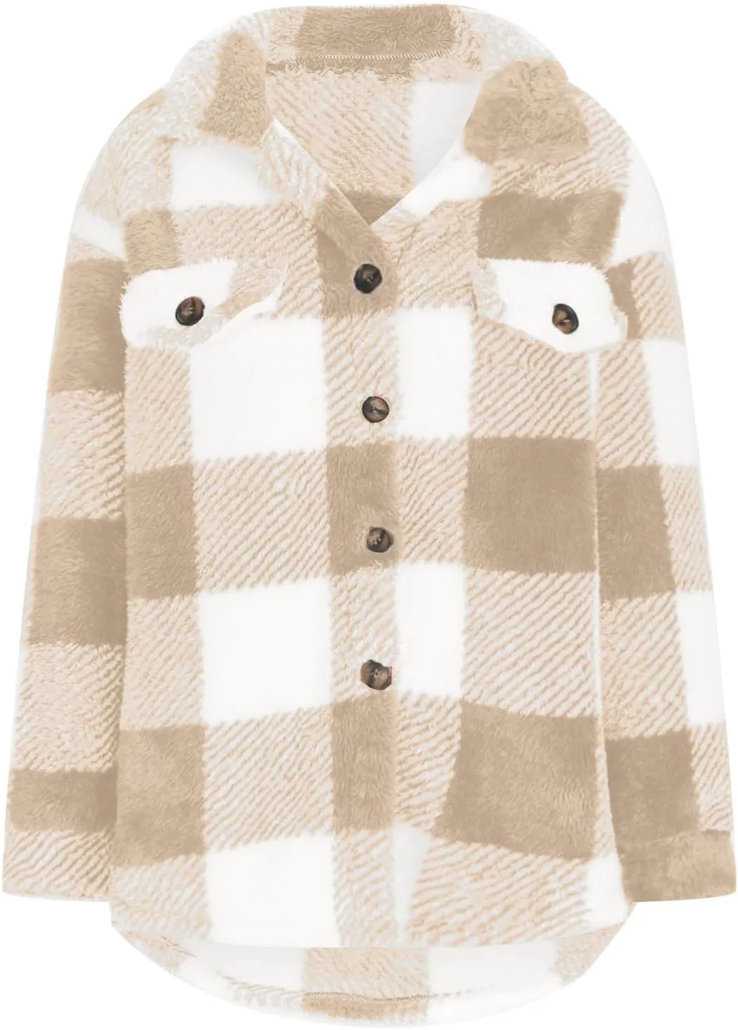 Fleece Jacket Women Fuzzy Flannel Jacket Fall Fashion Sherpa Lined Plaid Shacket Jacket Button Down Fleece Jacket Coat