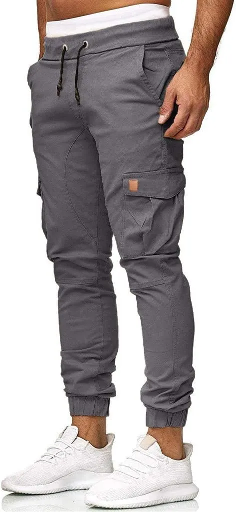 GIERIDUC Men's Cargo Fleece Jogger Sweatpant Mens Pajama Pants Long Length Men's Khaki Corduroy Pants Mens Outdoor Work Pants