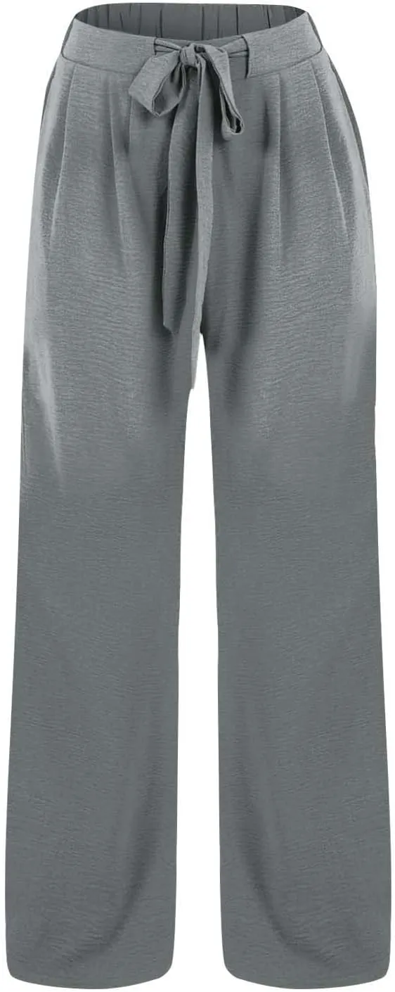 Girls Palazzo Pants High Waist Wide Leg Sweatpants Drawstring Kids Flowy Casual Trousers Loose Plain Elastic
