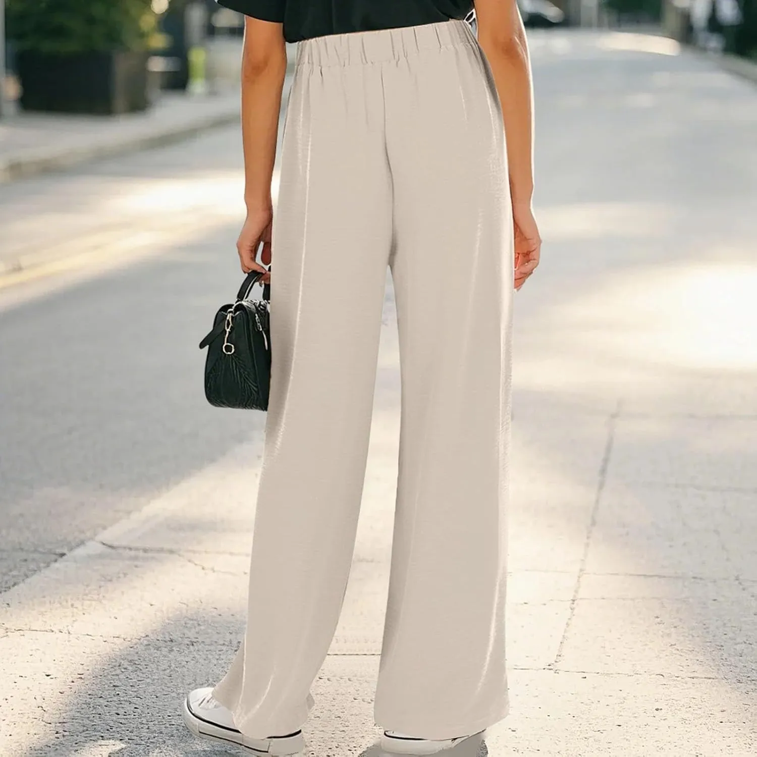 Girls Palazzo Pants High Waist Wide Leg Sweatpants Drawstring Kids Flowy Casual Trousers Loose Plain Elastic