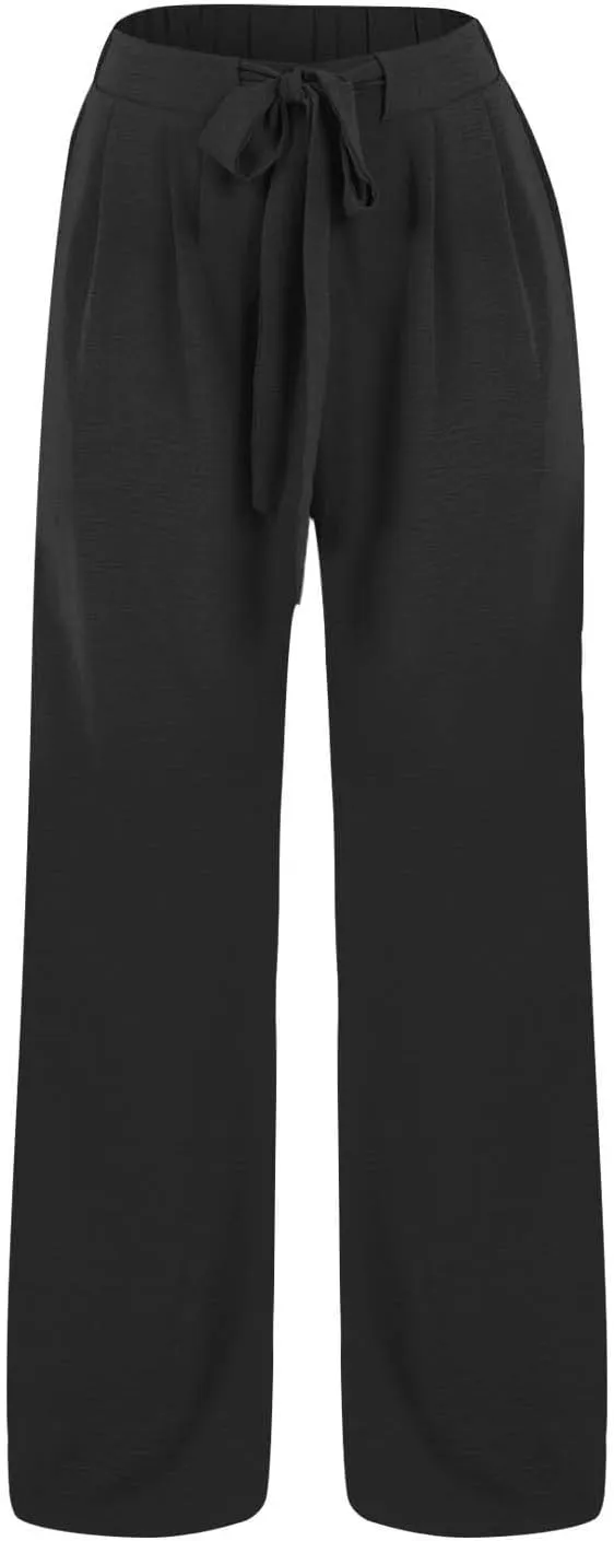 Girls Palazzo Pants High Waist Wide Leg Sweatpants Drawstring Kids Flowy Casual Trousers Loose Plain Elastic