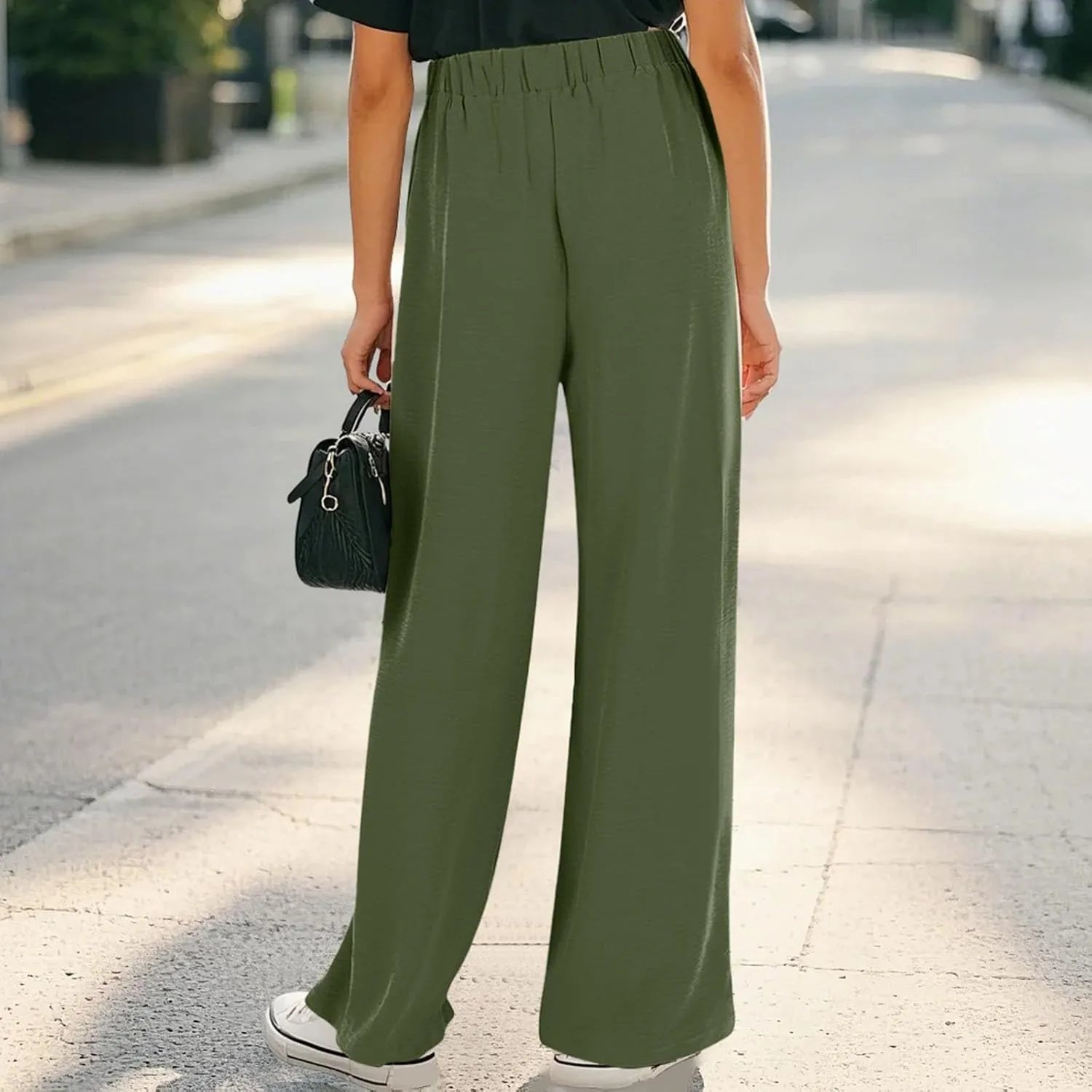 Girls Palazzo Pants High Waist Wide Leg Sweatpants Drawstring Kids Flowy Casual Trousers Loose Plain Elastic
