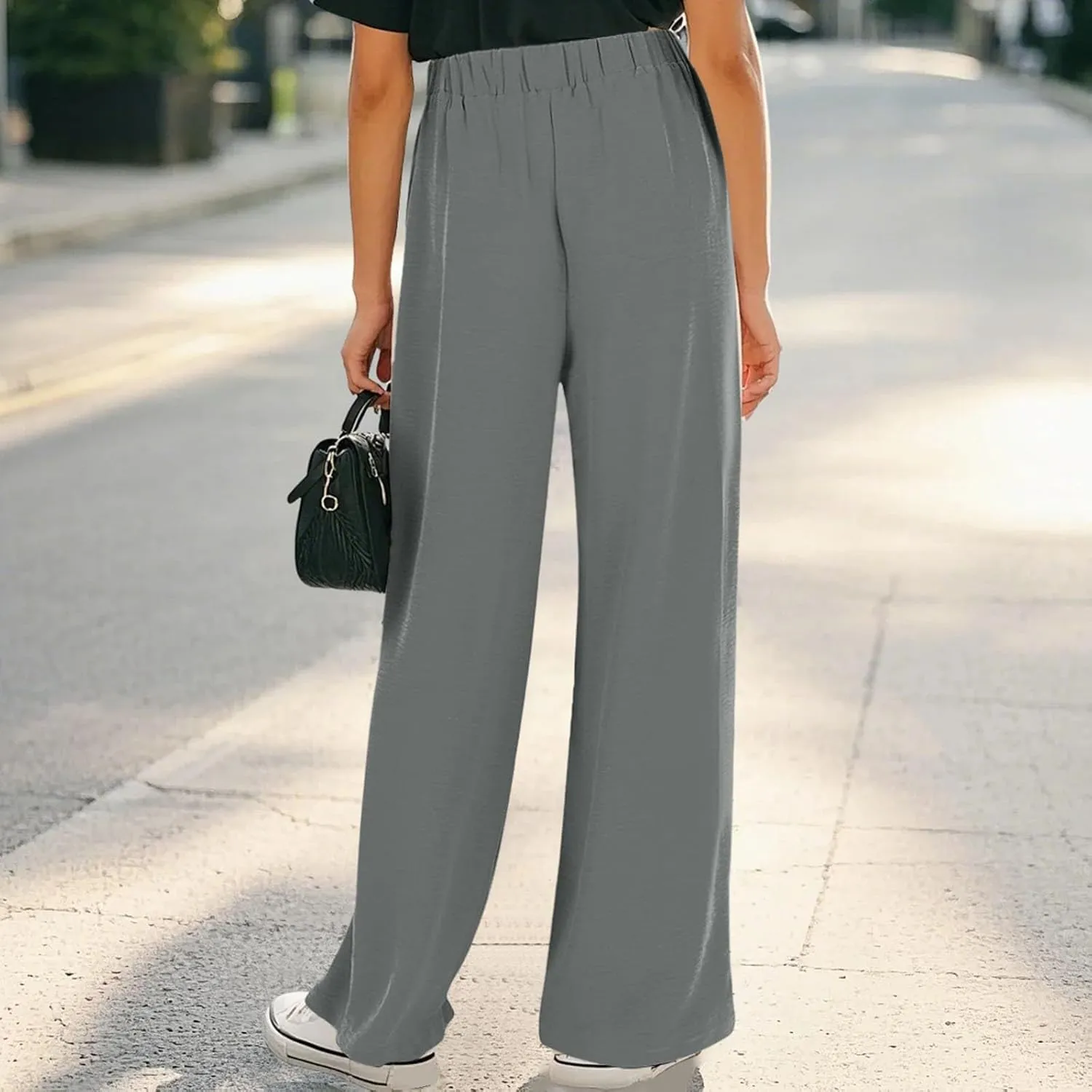 Girls Palazzo Pants High Waist Wide Leg Sweatpants Drawstring Kids Flowy Casual Trousers Loose Plain Elastic
