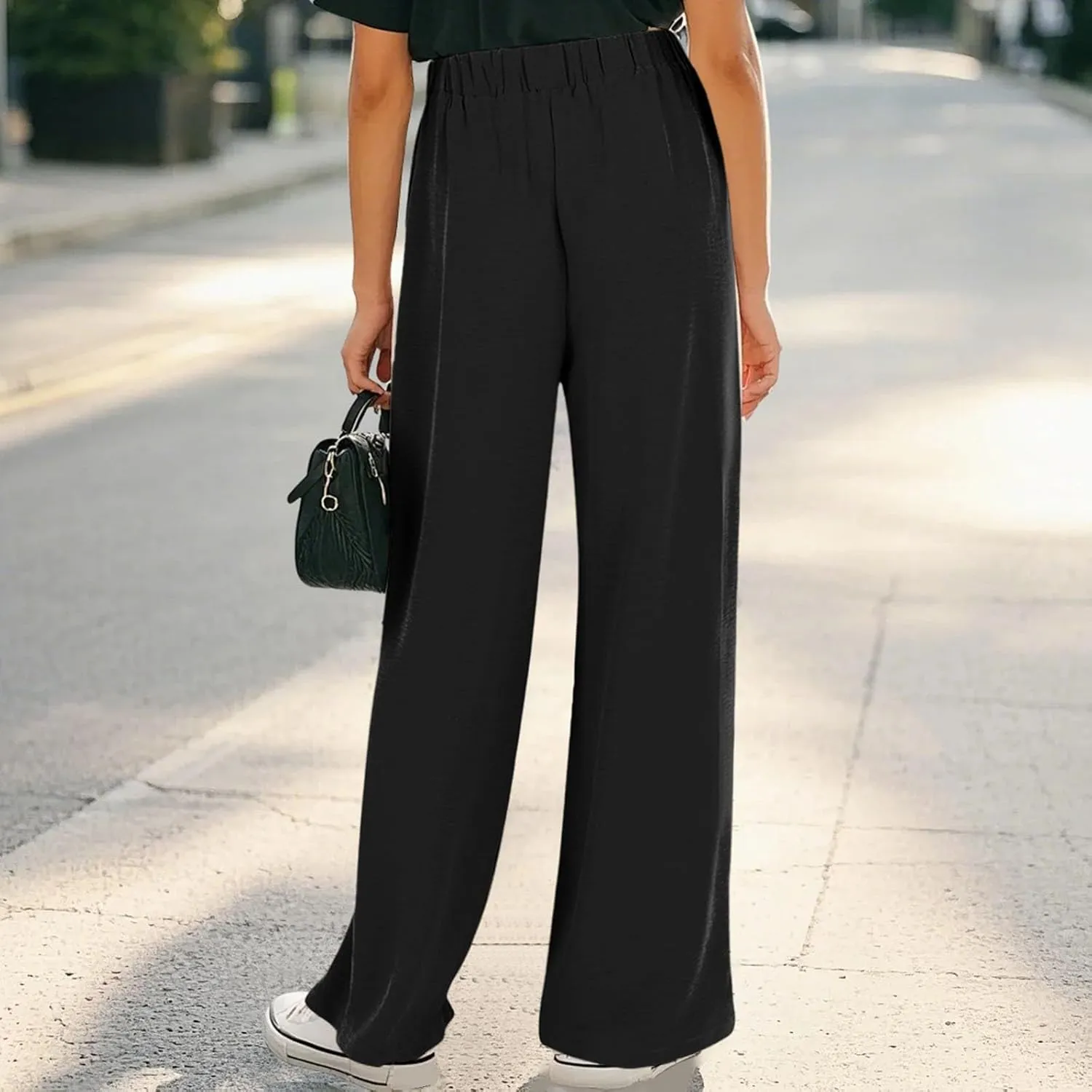 Girls Palazzo Pants High Waist Wide Leg Sweatpants Drawstring Kids Flowy Casual Trousers Loose Plain Elastic