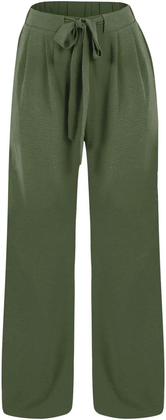 Girls Palazzo Pants High Waist Wide Leg Sweatpants Drawstring Kids Flowy Casual Trousers Loose Plain Elastic