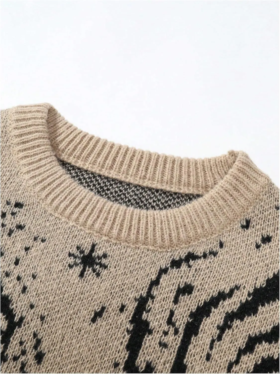 GORGLITTER Men's Y2K Graphic Fall Sweaters Oversized Crewneck Long Sleeve Knitted Pullover Top