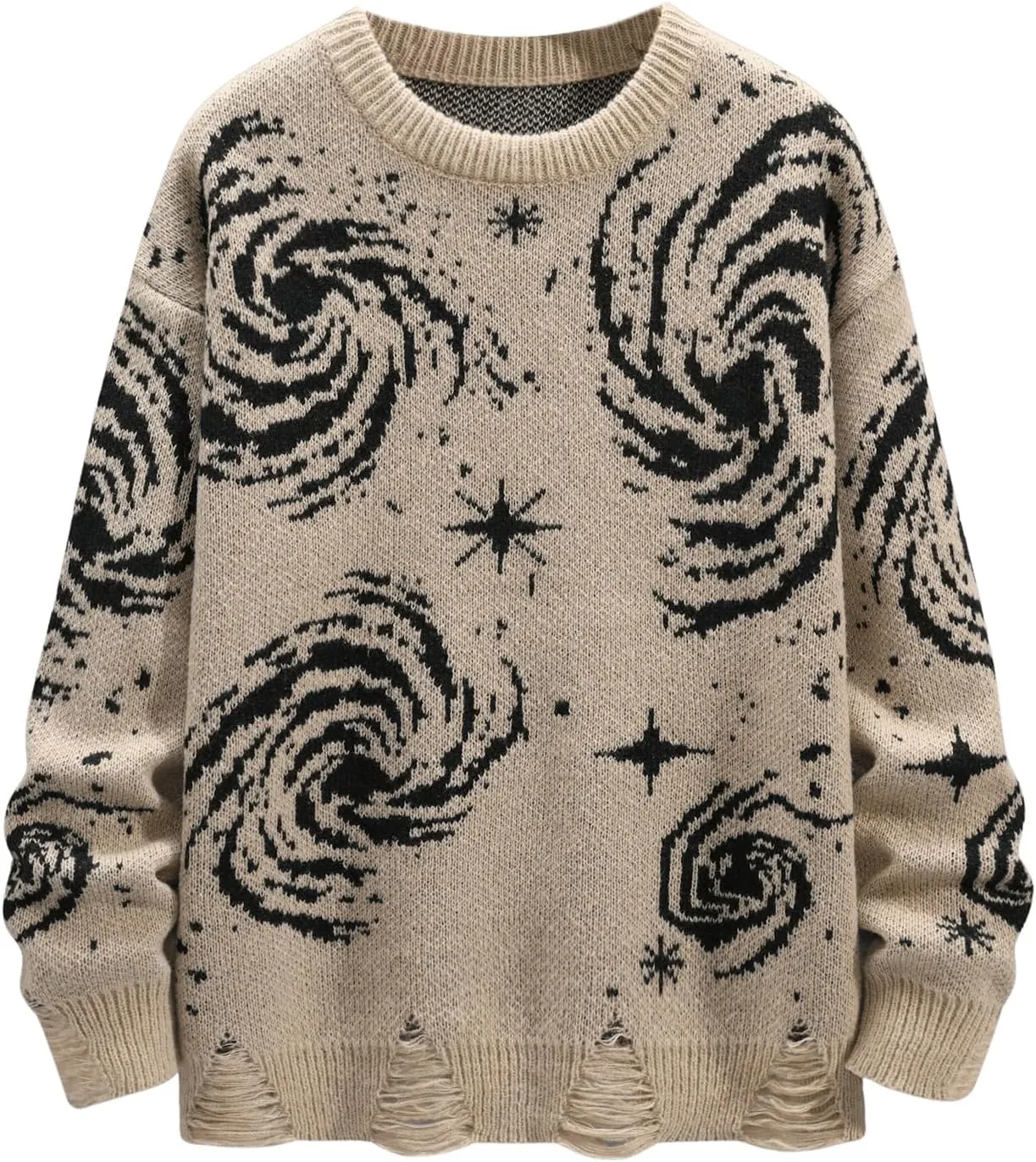 GORGLITTER Men's Y2K Graphic Fall Sweaters Oversized Crewneck Long Sleeve Knitted Pullover Top
