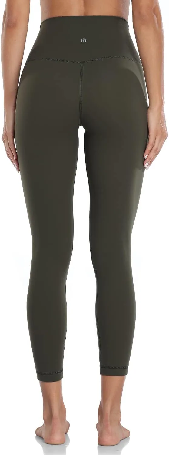HeyNuts Essential/Pure&Plain 7/8 Leggings, High Waisted Compression Soft Pants Workout Athletic Yoga Pants 25"
