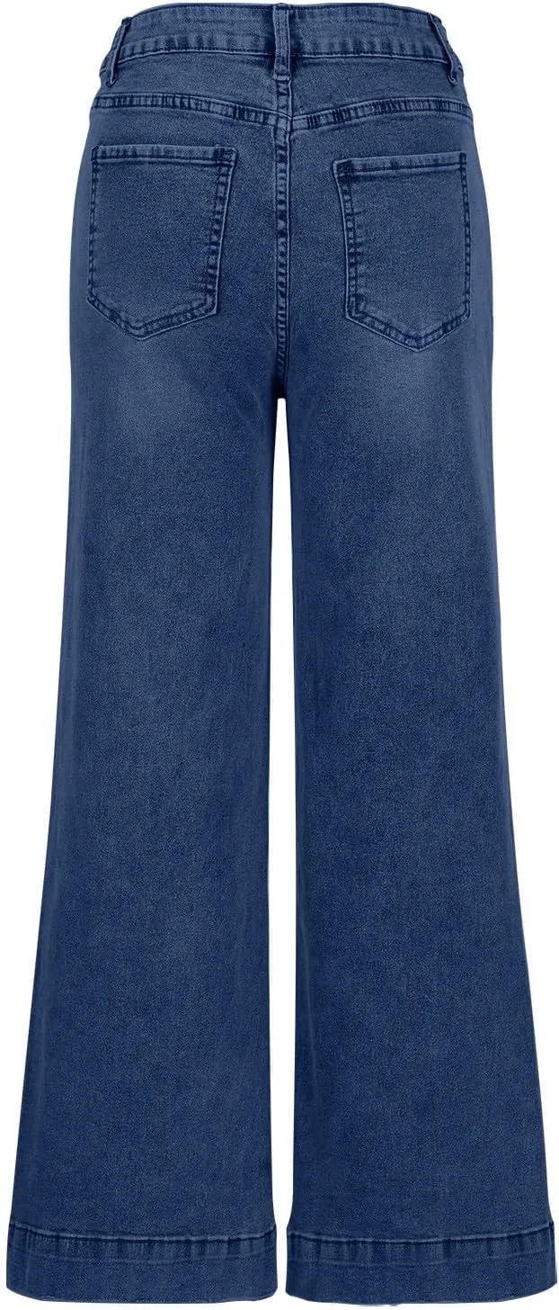 HGps8w Stretch High Waisted Boyfriend Jeans for Women 2025 Summer Straight Leg Button Fly Denim Pants with Pockets